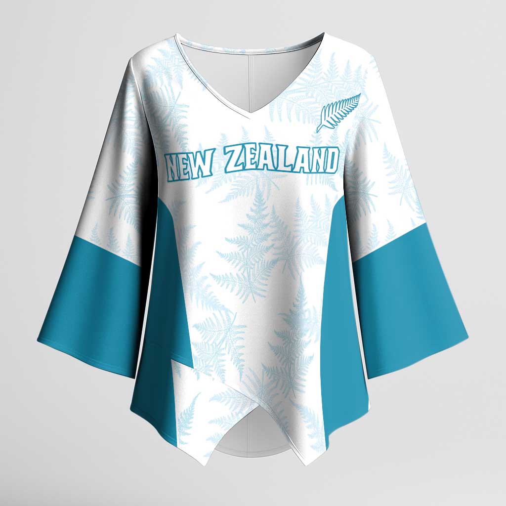 Custom New Zealand Silver Fern Football Kimono Sleeve Blouse Come On All White LT14 Female White - Polynesian Pride