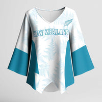 Custom New Zealand Silver Fern Football Kimono Sleeve Blouse Come On All White LT14 Female White - Polynesian Pride