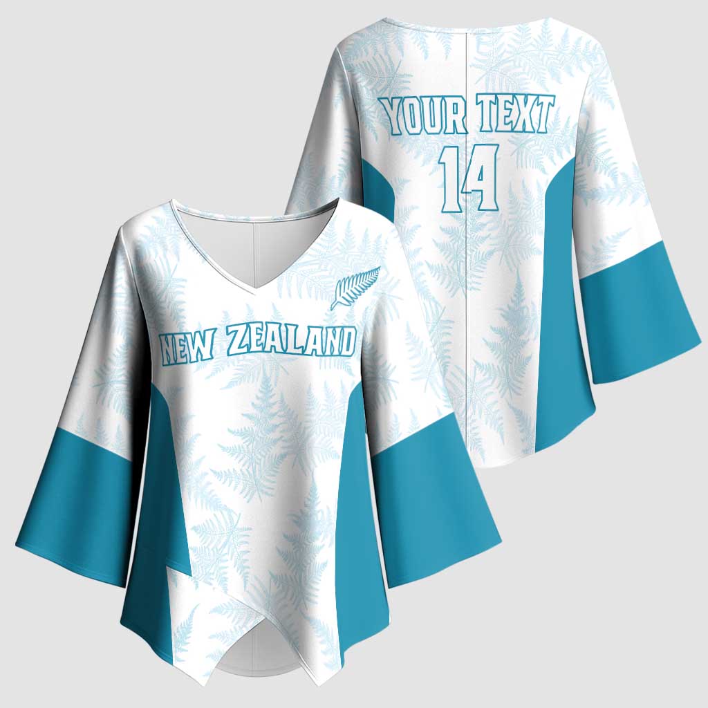 Custom New Zealand Silver Fern Football Kimono Sleeve Blouse Come On All White LT14 - Polynesian Pride