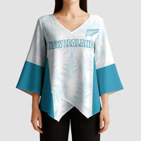 Custom New Zealand Silver Fern Football Kimono Sleeve Blouse Come On All White LT14 - Polynesian Pride