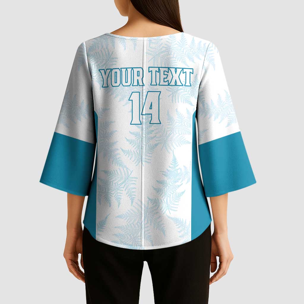 Custom New Zealand Silver Fern Football Kimono Sleeve Blouse Come On All White LT14 - Polynesian Pride