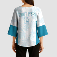 Custom New Zealand Silver Fern Football Kimono Sleeve Blouse Come On All White LT14 - Polynesian Pride