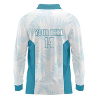 Custom New Zealand Silver Fern Football Long Sleeve Polo Shirt Come On All White LT14 - Polynesian Pride
