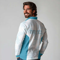 Custom New Zealand Silver Fern Football Long Sleeve Polo Shirt Come On All White LT14 - Polynesian Pride