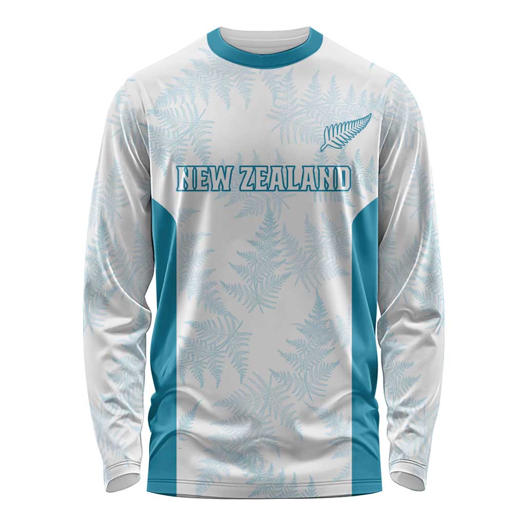 Custom New Zealand Silver Fern Football Long Sleeve Shirt Come On All White
