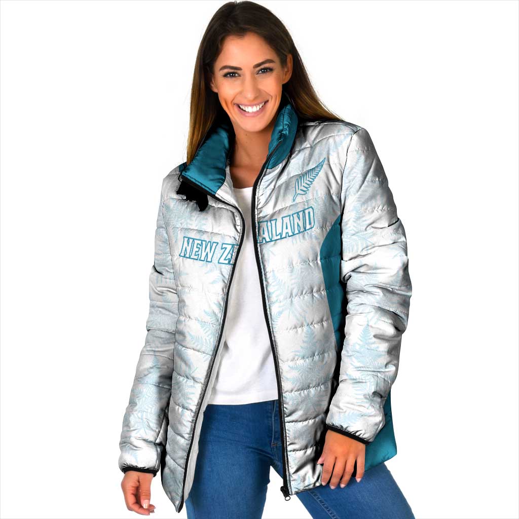 Custom New Zealand Silver Fern Football Padded Jacket Come On All White - Polynesian Pride