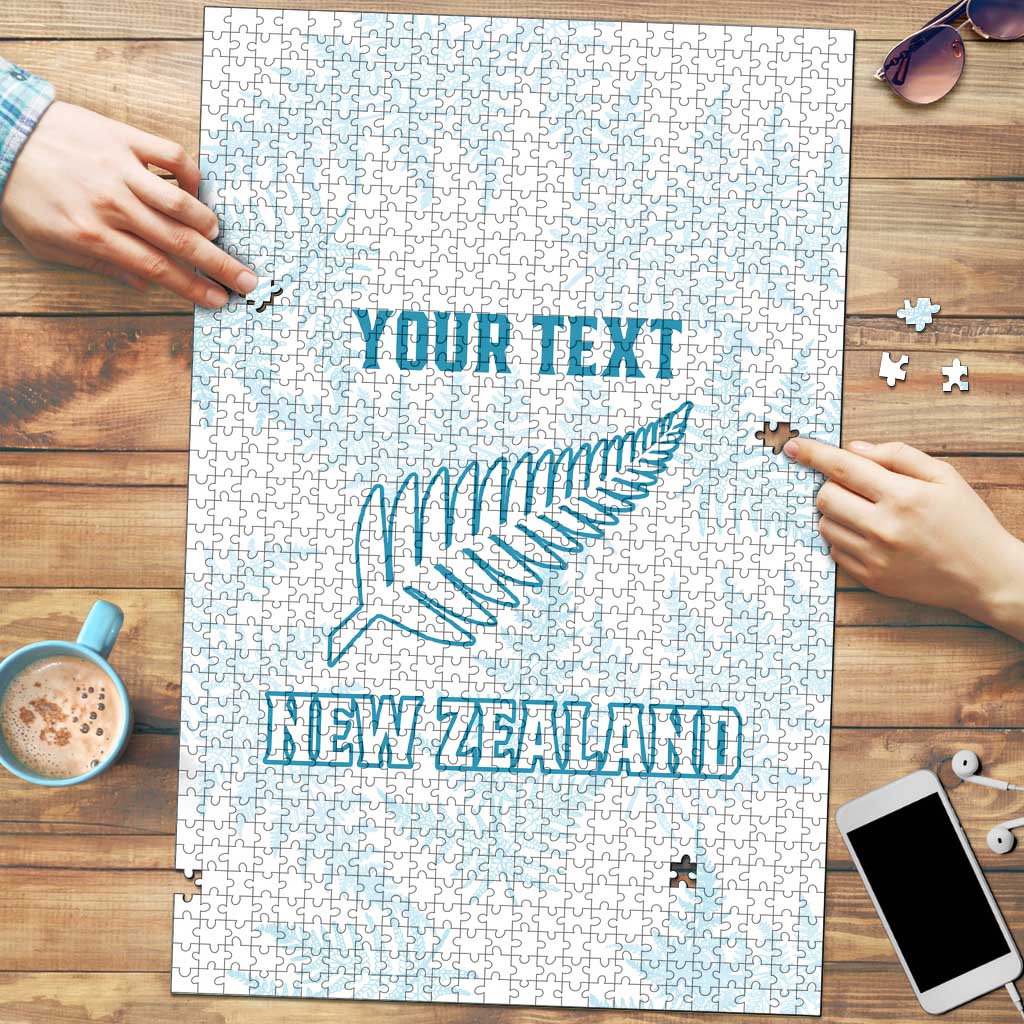 Custom New Zealand Silver Fern Football Puzzle Come On All White - Polynesian Pride