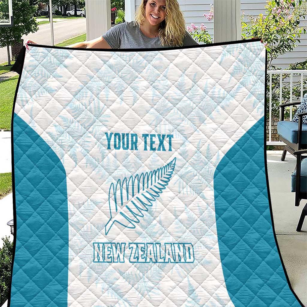 Custom New Zealand Silver Fern Football Quilt Come On All White