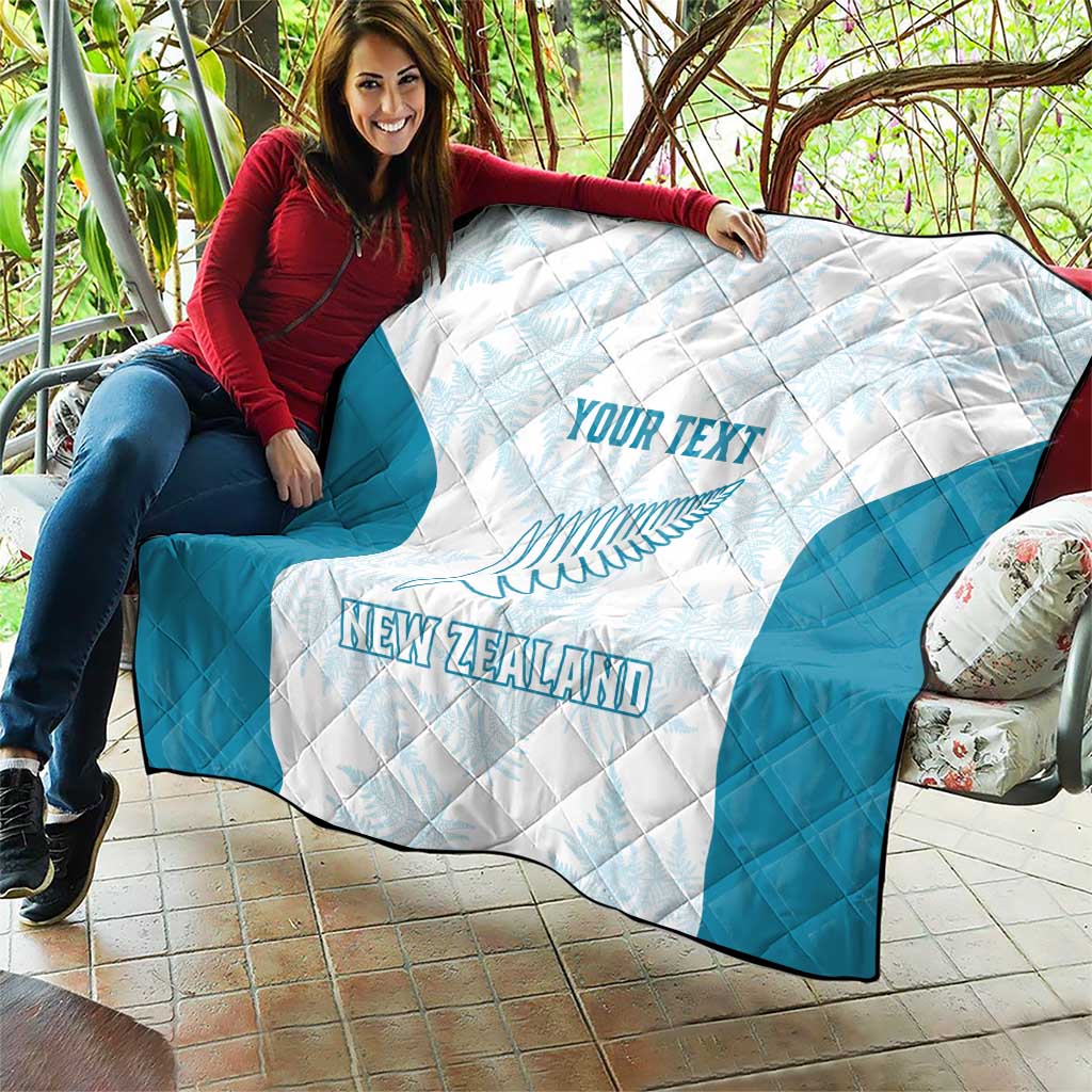 Custom New Zealand Silver Fern Football Quilt Come On All White