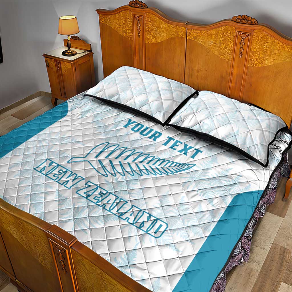 Custom New Zealand Silver Fern Football Quilt Bed Set Come On All White LT14 - Polynesian Pride