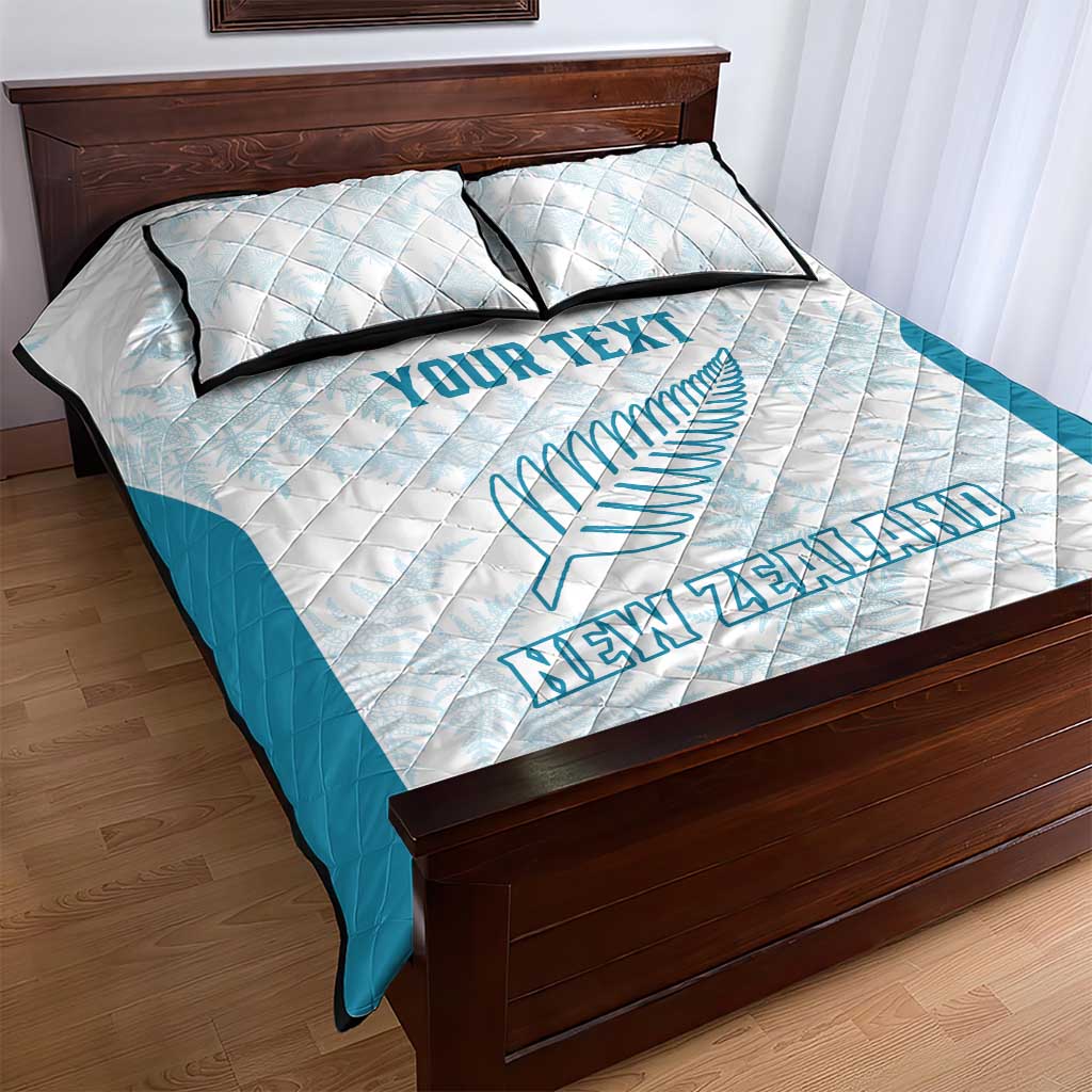 Custom New Zealand Silver Fern Football Quilt Bed Set Come On All White LT14 - Polynesian Pride