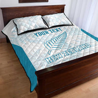 Custom New Zealand Silver Fern Football Quilt Bed Set Come On All White LT14 - Polynesian Pride