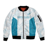 Custom New Zealand Silver Fern Football Sleeve Zip Bomber Jacket Come On All White