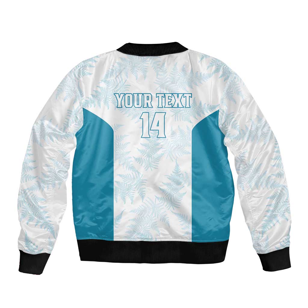 Custom New Zealand Silver Fern Football Sleeve Zip Bomber Jacket Come On All White