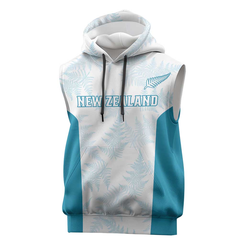 Custom New Zealand Silver Fern Football Sleeveless Hoodie Come On All White LT14 White - Polynesian Pride
