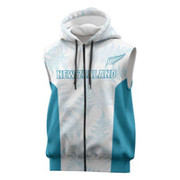Custom New Zealand Silver Fern Football Sleeveless Zip Hoodie Come On All White LT14 White - Polynesian Pride