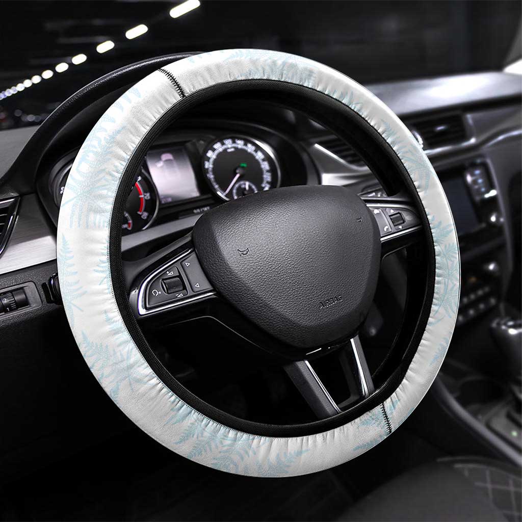 New Zealand Silver Fern Football Steering Wheel Cover Come On All White LT14 Universal Fit White - Polynesian Pride