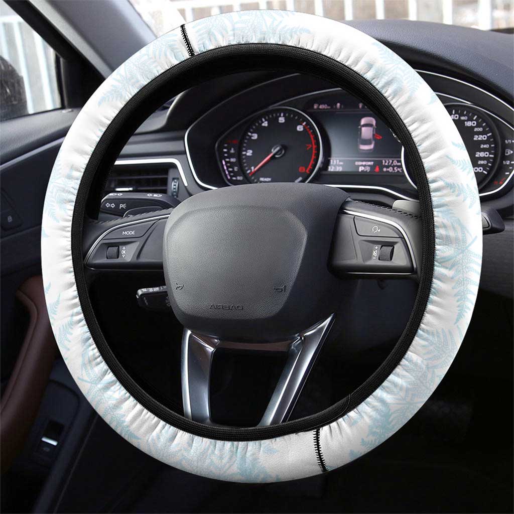 New Zealand Silver Fern Football Steering Wheel Cover Come On All White LT14 - Polynesian Pride