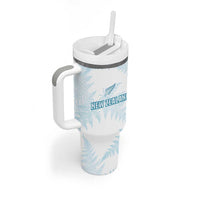 Custom New Zealand Silver Fern Football Tumbler With Handle Come On All White LT14 - Polynesian Pride