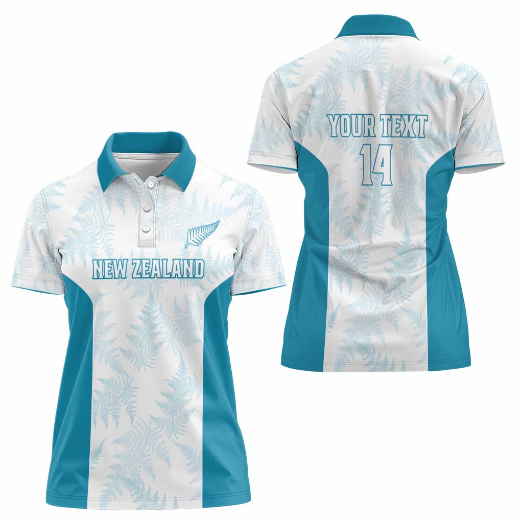 Custom New Zealand Silver Fern Football Women Polo Shirt Come On All White LT14 - Polynesian Pride