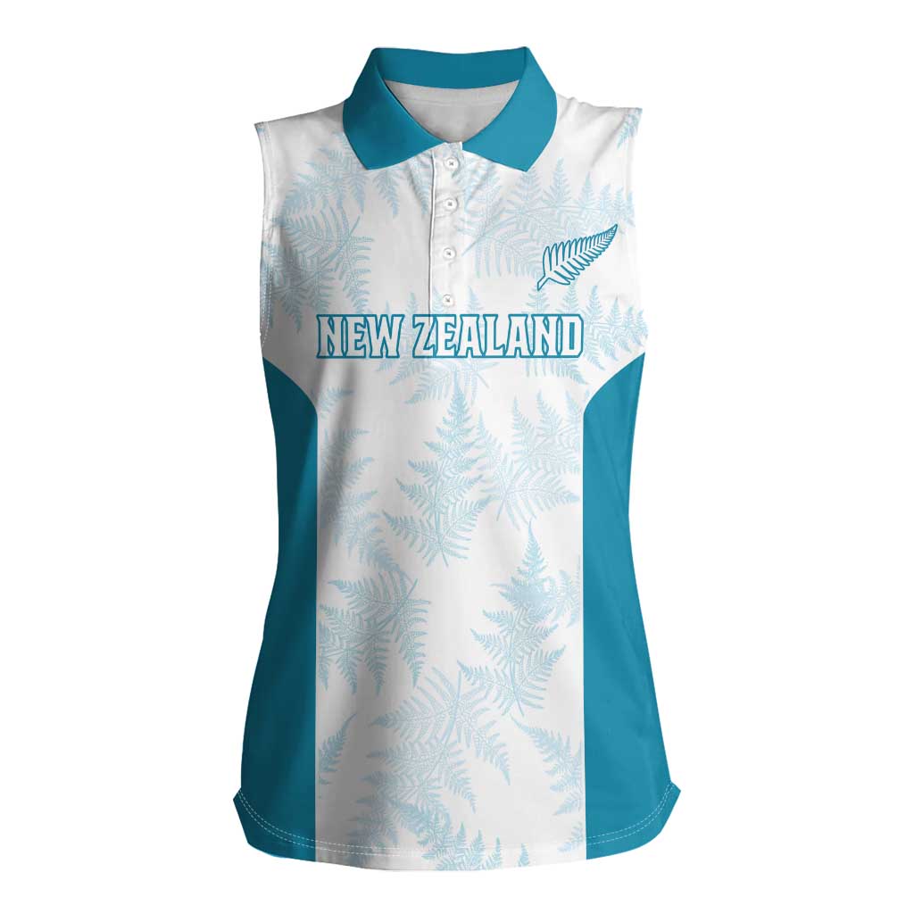 Custom New Zealand Silver Fern Football Women Sleeveless Polo Shirt Come On All White LT14 Female White - Polynesian Pride