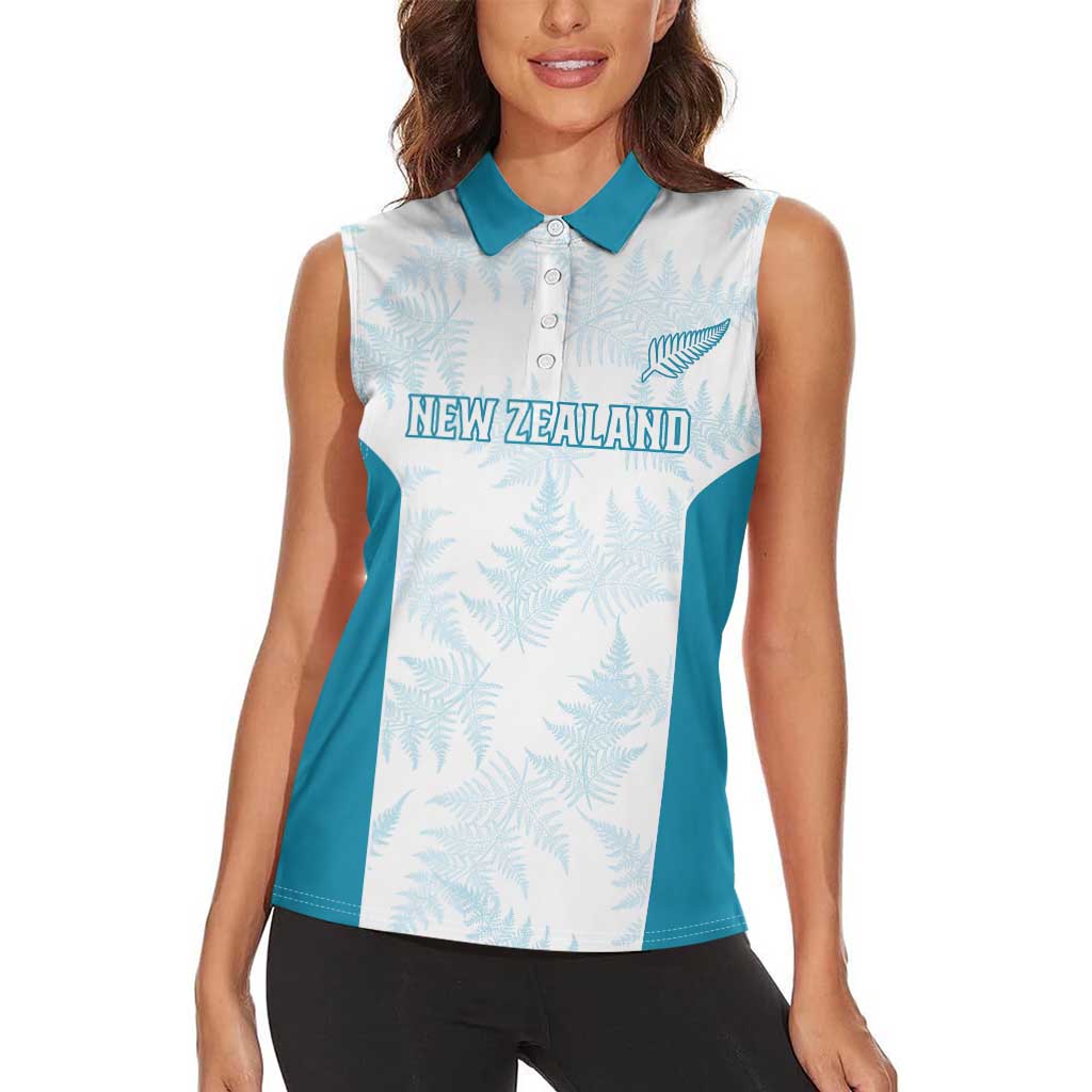 Custom New Zealand Silver Fern Football Women Sleeveless Polo Shirt Come On All White LT14 - Polynesian Pride