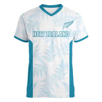 Custom New Zealand Silver Fern Football Women V-Neck T-Shirt Come On All White LT14 Female White - Polynesian Pride