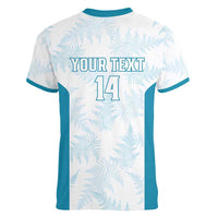 Custom New Zealand Silver Fern Football Women V-Neck T-Shirt Come On All White LT14 - Polynesian Pride