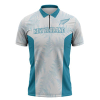 Custom New Zealand Silver Fern Football Zipper Polo Shirt Come On All White LT14 White - Polynesian Pride