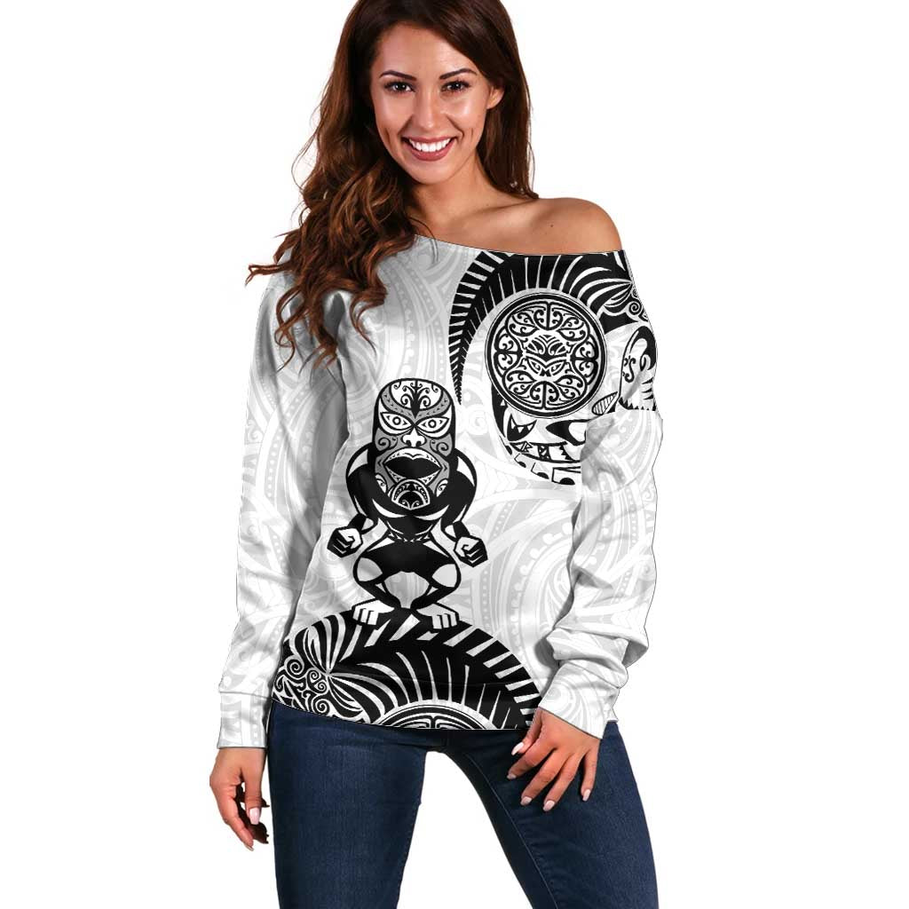 Custom Aotearoa Football Off Shoulder Sweater NZ Maori Tiki Go Champions