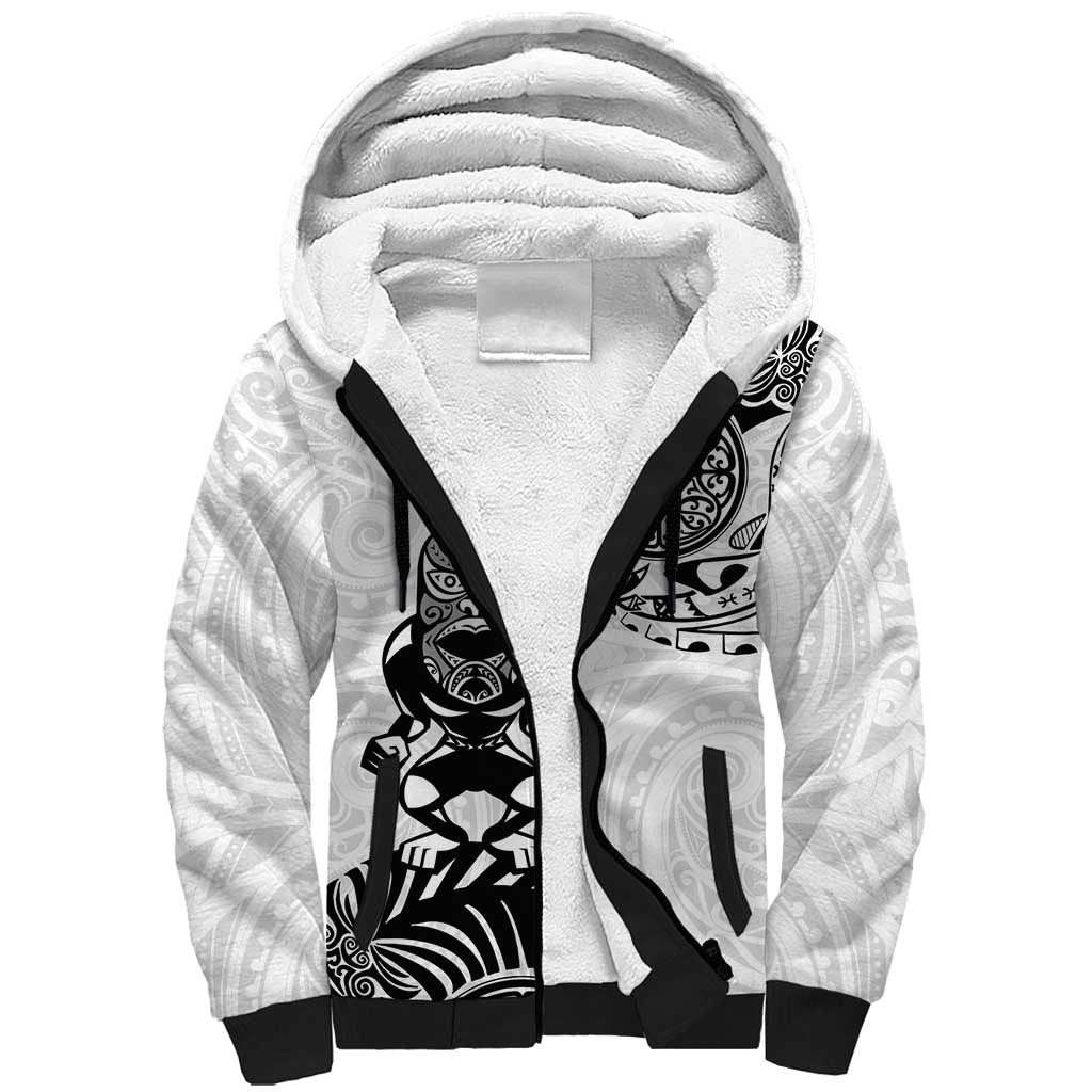 Custom Aotearoa Football Sherpa Hoodie NZ Maori Tiki Go Champions LT14 Unisex White - Polynesian Pride