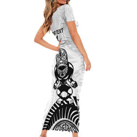 Custom Aotearoa Football Short Sleeve Bodycon Dress NZ Maori Tiki Go Champions LT14 - Polynesian Pride