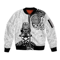 Custom Aotearoa Football Sleeve Zip Bomber Jacket NZ Maori Tiki Go Champions