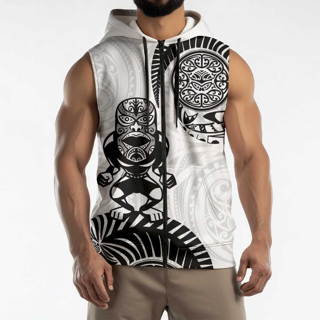 Custom Aotearoa Football Sleeveless Zip Hoodie NZ Maori Tiki Go Champions LT14 - Polynesian Pride