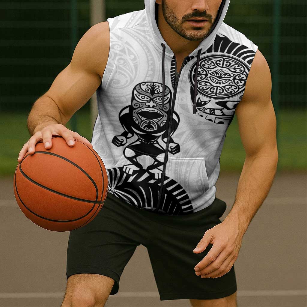Custom Aotearoa Football Sleeveless Zip Hoodie NZ Maori Tiki Go Champions LT14 - Polynesian Pride