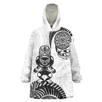 Custom Aotearoa Football Wearable Blanket Hoodie NZ Maori Tiki Go Champions LT14 One Size White - Polynesian Pride