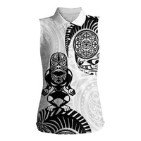 Custom Aotearoa Football Women Sleeveless Polo Shirt NZ Maori Tiki Go Champions LT14 Female White - Polynesian Pride
