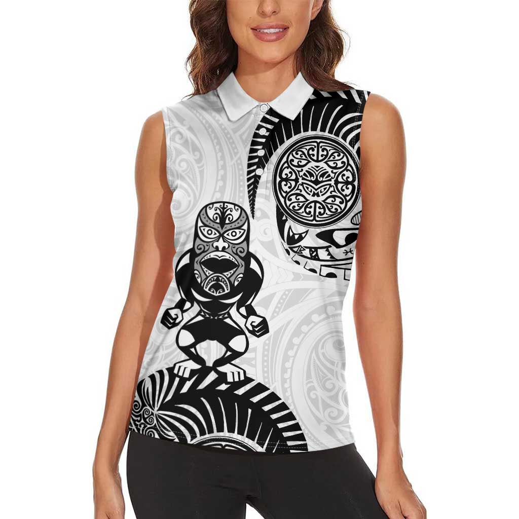 Custom Aotearoa Football Women Sleeveless Polo Shirt NZ Maori Tiki Go Champions LT14 - Polynesian Pride
