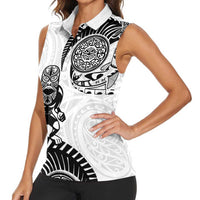 Custom Aotearoa Football Women Sleeveless Polo Shirt NZ Maori Tiki Go Champions LT14 - Polynesian Pride