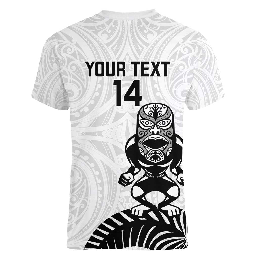 Custom Aotearoa Football Women V-Neck T-Shirt NZ Maori Tiki Go Champions LT14 - Polynesian Pride