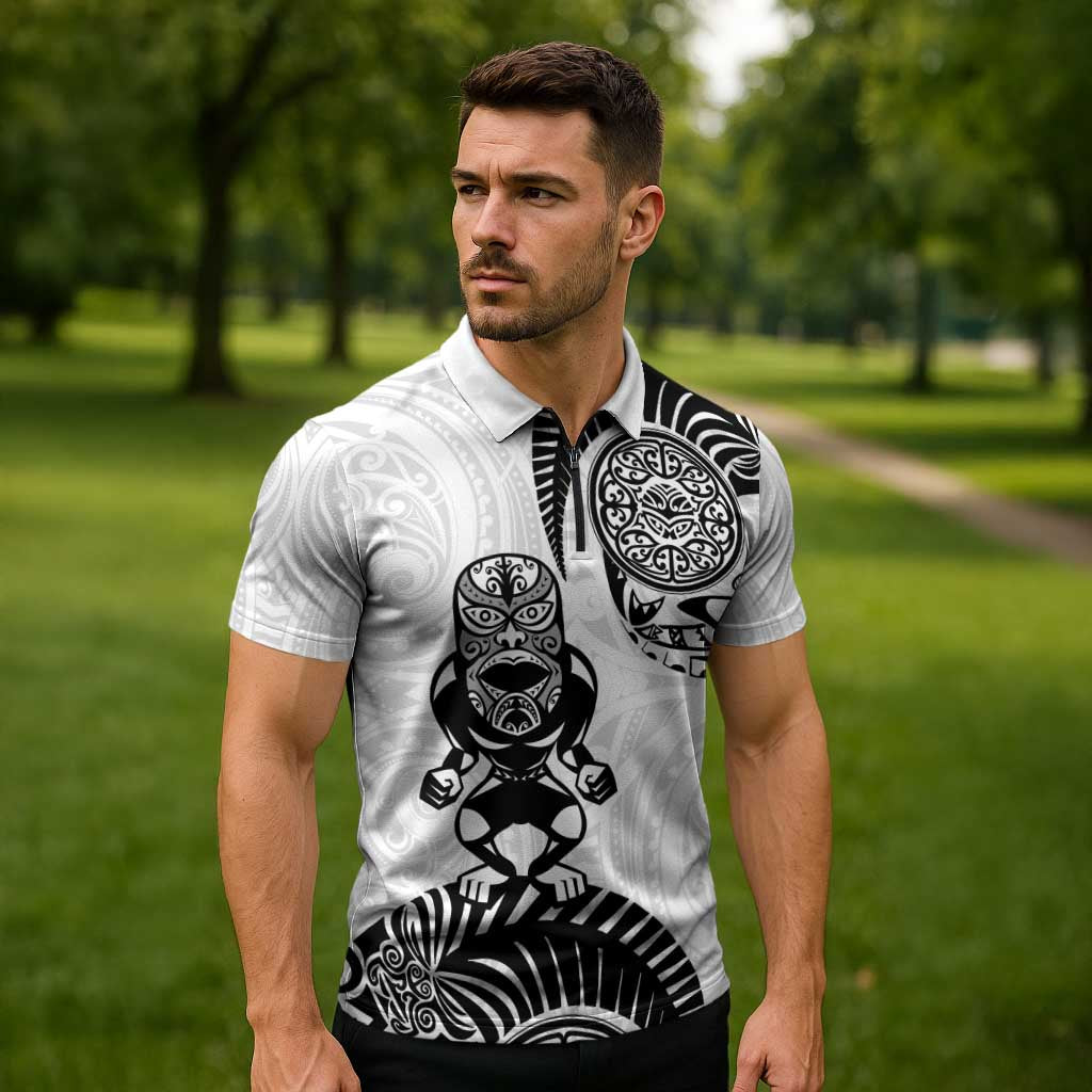Custom Aotearoa Football Zipper Polo Shirt NZ Maori Tiki Go Champions LT14 - Polynesian Pride