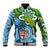 Australia And Fiji Baseball Jacket Aboriginal Mix Fijian Tapa Unique Style LT14 Unisex Green - Polynesian Pride