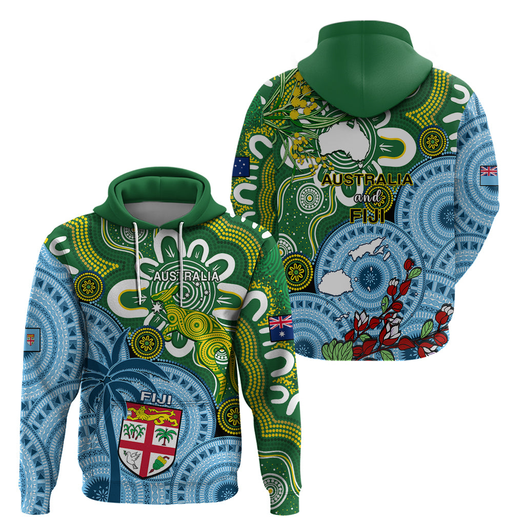 Australia and Fiji Hoodie Aboriginal Mix Fijian Tapa Unique Style LT14 - Polynesian Pride