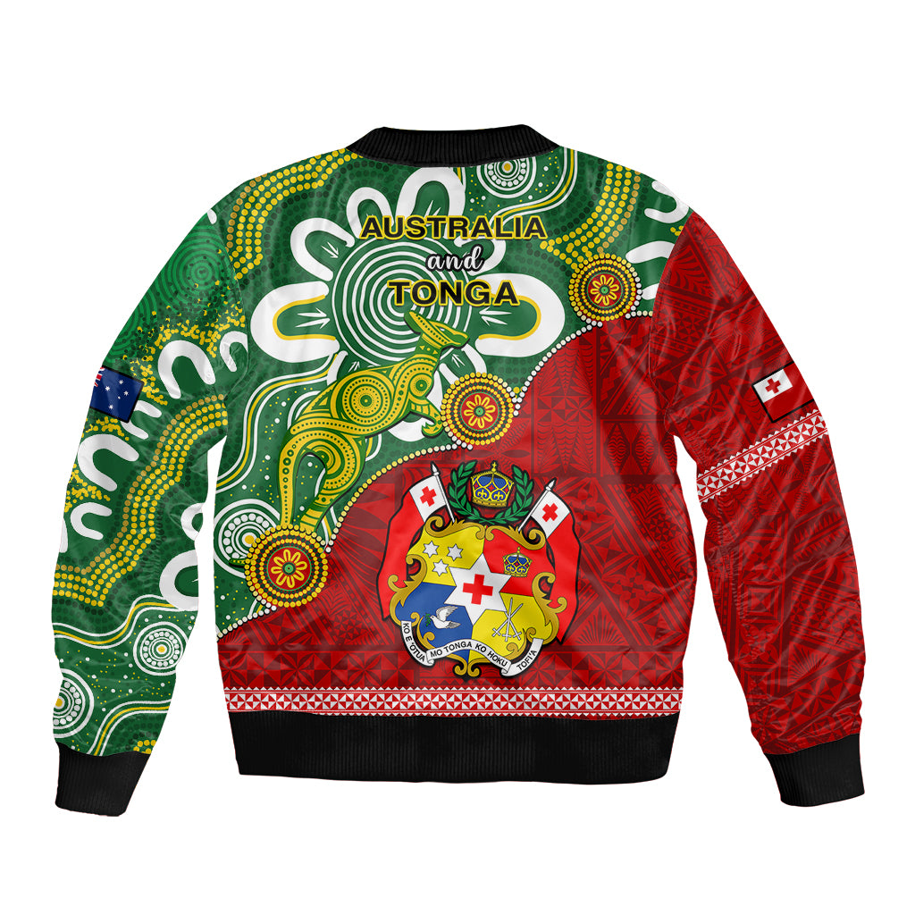 Australia And Tonga Bomber Jacket Aboriginal Mix Tongan Ngatu Unique Style LT14 - Polynesian Pride