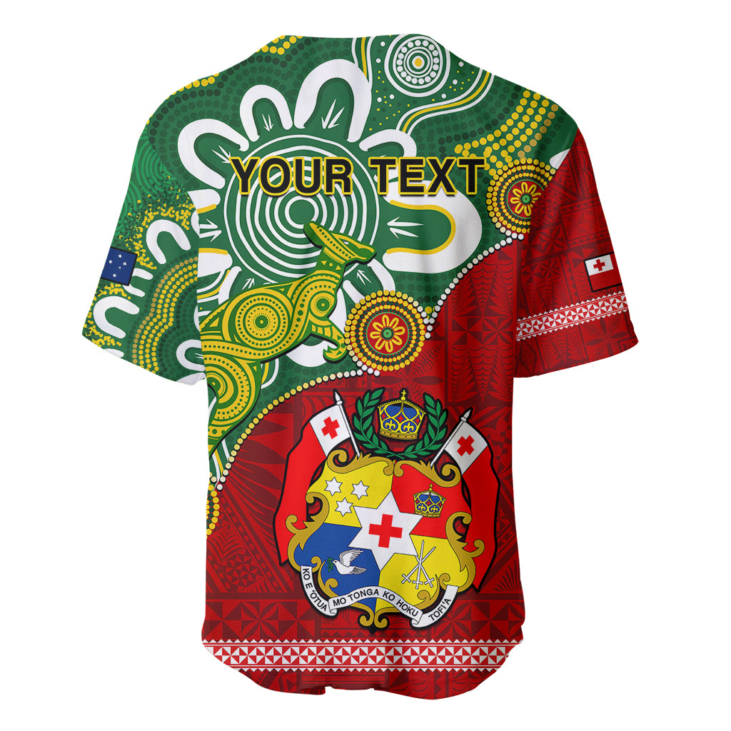 Personalised Australia And Tonga Baseball Jersey Aboriginal Mix Tongan Ngatu Unique Style LT14 - Polynesian Pride
