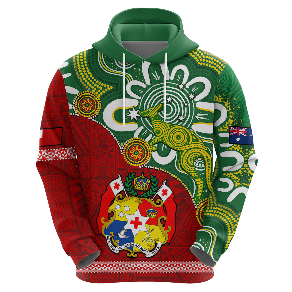 Custom Australia and Tonga Hoodie Aboriginal Mix Tongan Ngatu Unique Style LT14 - Polynesian Pride