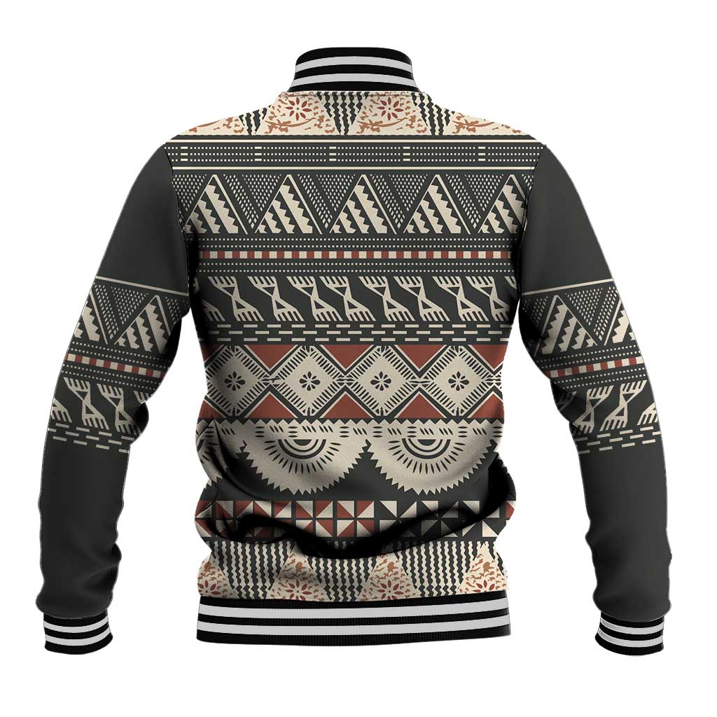 Vintage Bula Fiji Masi Baseball Jacket Fijian Tapa Cloth - Polynesian Pride