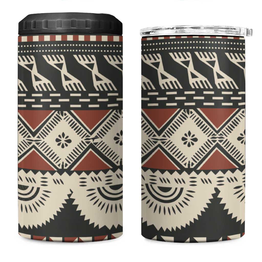 Vintage Bula Fiji Masi 4 in 1 Can Cooler Tumbler Fijian Tapa Cloth LT14 One Size: 16 oz Charcoal - Polynesian Pride