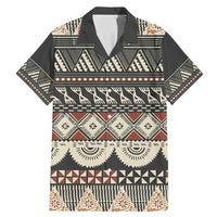 Vintage Bula Fiji Masi Family Matching Mermaid Dress and Hawaiian Shirt Fijian Tapa Cloth LT14 Dad's Shirt - Short Sleeve Charcoal - Polynesian Pride
