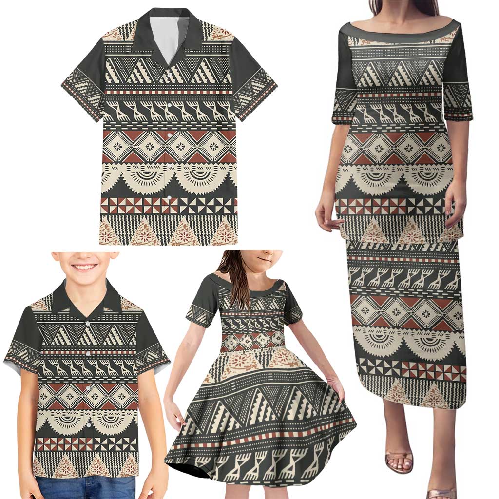 Vintage Bula Fiji Masi Family Matching Puletasi and Hawaiian Shirt Fijian Tapa Cloth LT14 - Polynesian Pride